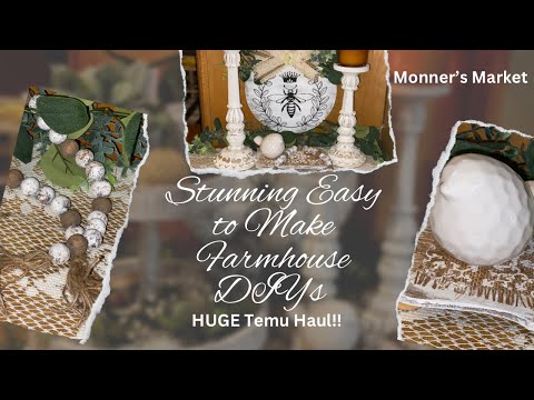 Stunning Easy Farmhouse DIYs HUGE Temu Haul #monnersmarket #shoptemu #temu #temureview #unboxing