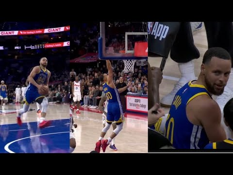 Steph Curry DUNKS & then Trash talks fan! Then REMINDS warriors bench after throwing it down!