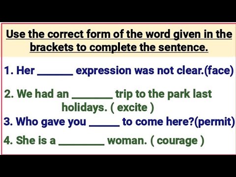 English Grammar Test ✍️ Use the correct form of the word in the brackets to complete the sentence ✍️