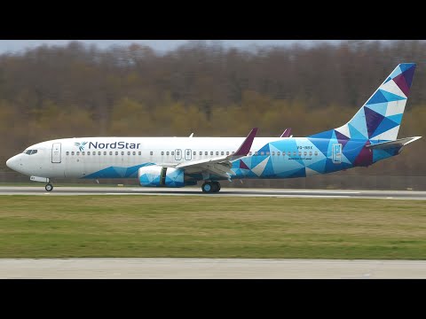 4K | Ex. NordStar Boeing 737-800 VQ-BBX landing at Geneva/GVA/LSGG