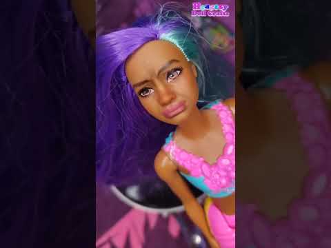 💜💙 Barbie Mermaid purple-blue hair goes to the salon | Fixing doll hair, boil wash, beauty hacks 💙💜