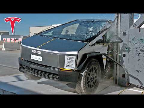 Tesla Cybertruck Crash test side, front, side pole - electric truck