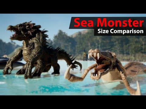 Biggest Sea Monsters size comparison  in Cinema and Gaming History |