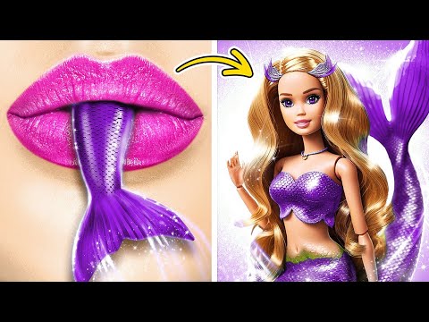 Barbie Becomes a Mermaid ✨ Cute Doll DIYs and Makeover Ideas