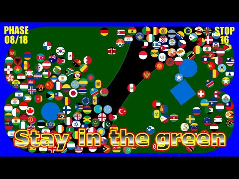 Stay in the green area #2 ~200 countries marble race #26~ in Algodoo | Marble Factory