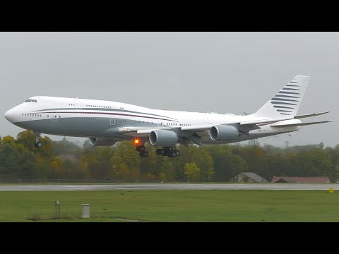 4K | Qatar Amiri Boeing 747-8(BBJ) A7-HBJ landing at Geneva/GVA/LSGG