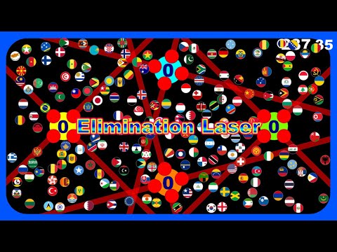 Elimination Laser ~200 countries survival marble race~  in Algodoo | Marble Factory