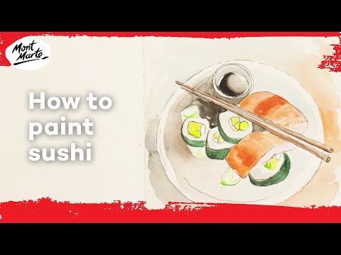 How to paint sushi with watercolours