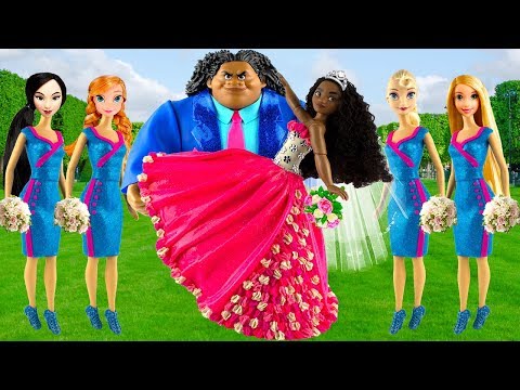 Play doh wedding disney princess Moana Maui Elsa Anna Rapunzel Mulan princess dress play doh videos