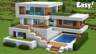 Minecraft: How to Build a Modern House Tutorial (Easy) #32 - Interior in Description!