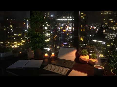 Study Room Ambience | Study With Me | Rain On Window | View Of Los Angeles | 8Hours | 4K