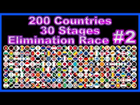 200 Countries 30 Stages Elimination marble Race #2  in Algodoo | Marble Factory