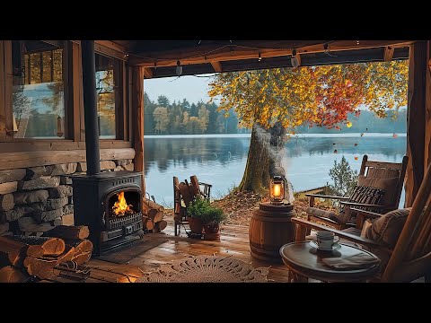 Peaceful Autumn Dawn by the Lake | Warm Campfire, Soothing Bird Songs & Nature’s Serenity