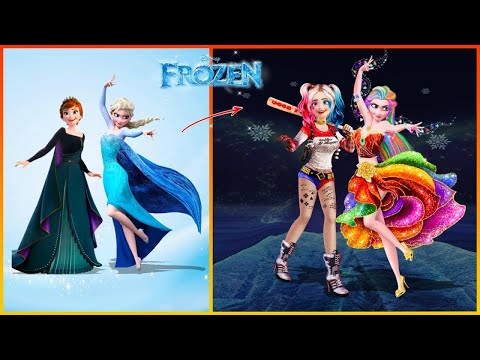 Frozen Elsa And Anna Glow Up Into Harley Quinn | Stars Wow