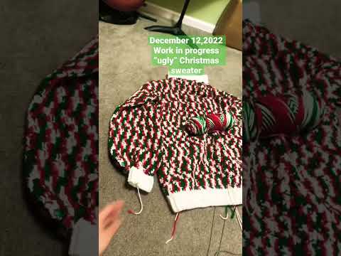 Vlogmas Day 12: Currently making a #crochet ugly #christmas sweater! It still needs a sleeve. #yarn