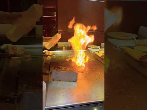 Our food on fire??#food #hibachi #entertainment#funnyshorts #firefood