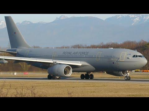 4K | Royal Air Force Airbus KC2 Voyager ZZ330 takeoff at Geneva/GVA/LSGG