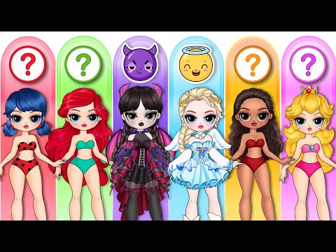 If Elsa & Wednesday Become Angel or Devil? Who will you choose? | Best DIY Fashion Paper Dolls