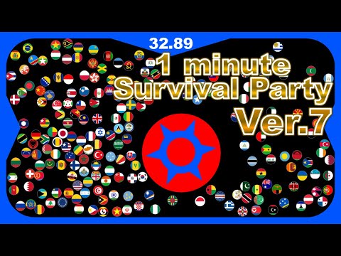 1 minute survival party.Ver7 ~200 countries marble race~ in Algodoo | Marble Factory