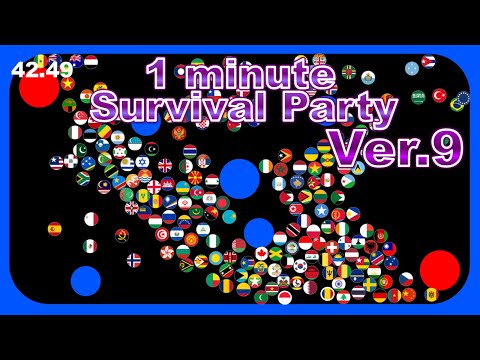 1 minute survival party.Ver9 ~200 countries marble race~ in Algodoo | Marble Factory