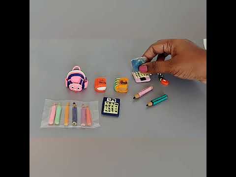 DIY Miniature Polymer Clay School supplies #miniature #shorts #polymerclay #Debidoll