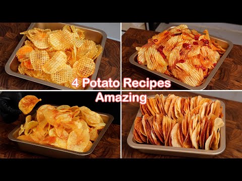 4 Amazing Crispy Potato Chips | Perfect Potato Chips | ASMR