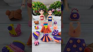 All Together 🥰💕DIY Changeable Doll Dress Making With Super Clay💃🥰Doll Accessories💃💞Old Doll Makeover