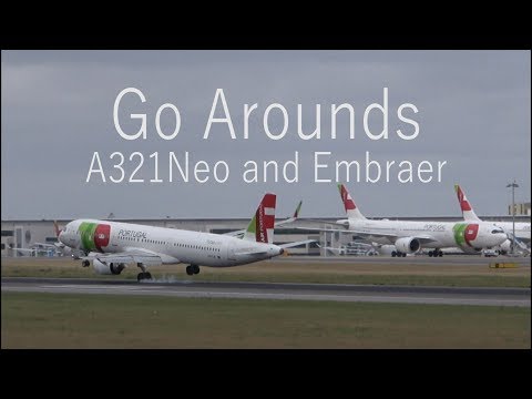 Go Around by A321Neo + Embraer E190 Go Around on a windy afternoon