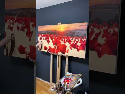 Poppy Painting: 3 weeks of painting in 15 seconds 🎨 #artist #oilpainting #paintingtutorial #poppies