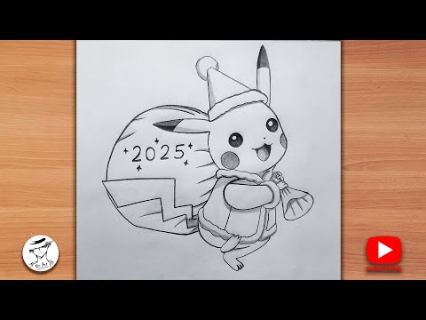 How to draw christmas stuff step by step | How to draw Pikachu |  Easy Christmas Drawing