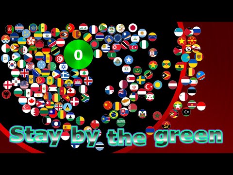 Stay by the green ~200 countries marble race #29~ in Algodoo | Marble Factory