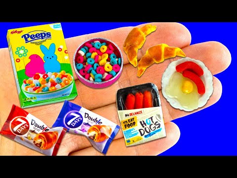 15 EASY DIY MINIATURE IDEAS 〜 Hot Dogs, Marshmallow Cereal, 5 minute crafts Miniature Realistic Food