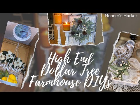 High End Dollar Tree Farmhouse DIYs - #monnersmarket #shabbychic #farmhouse #easydiy #dollartreediy