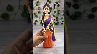 Diy Big Doll Dress Making With Super Clay🥰💕😍Old Doll Makeover To Simple Traditional Village girl🥻💃🥰💕