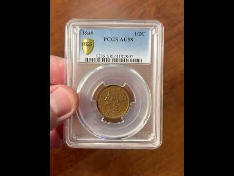 1849 Half Cent ~ PCGS AU58