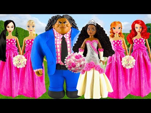 Play doh wedding disney princess Moana Maui Elsa Anna Ariel Mulan princess dress play doh videos