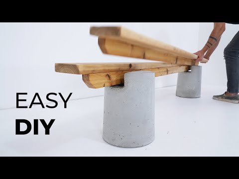 DIY Concrete and Wood Bench