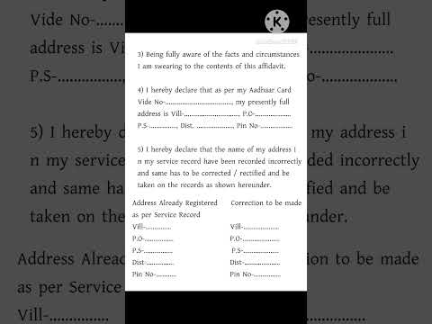 Affidavit for Army's service book address change how to write #affidavit #addresschange #servicebook