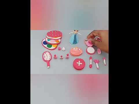 DIY Miniature Polymer Clay Pink Makeup Set, Clay Makeupset #clay #shorts