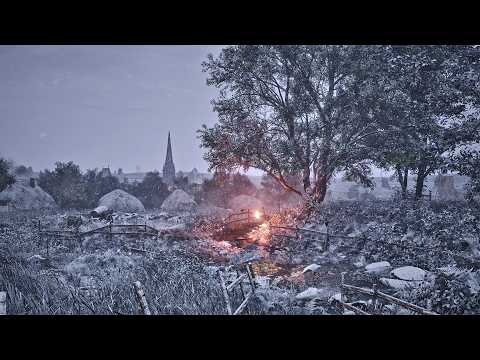 A Snowy English Countryside Ambience | Relaxing Stream & Gentle Wind Sounds | For Sleep & Study