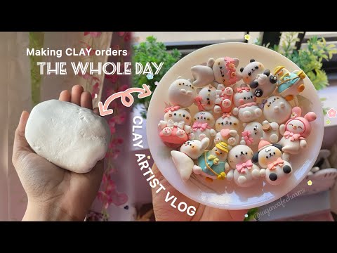 🎀Making CLAY keychains and charms using cold-porcelain Air Dry Clay / Studio Vlog 1