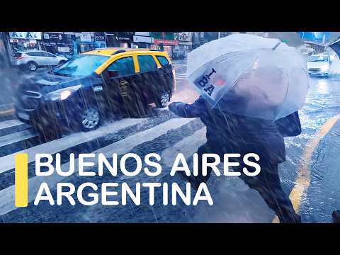 BUENOS AIRES, Argentina — Heavy Thunderstorm Rain Walk 【4K】☔️ 🇦🇷