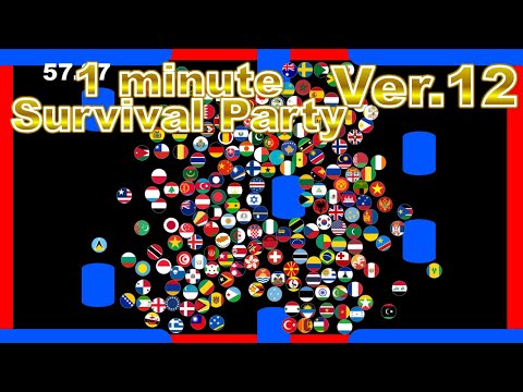 1 minute survival party.Ver12 ~200 countries marble race~ in Algodoo | Marble Factory