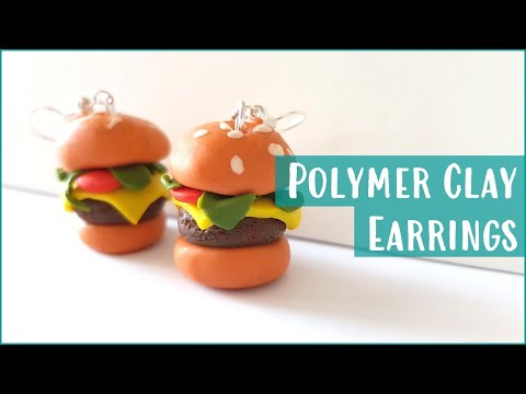 Polymer Clay Burger & Avocado Earrings Tutorial | Miniature Fimo DIY