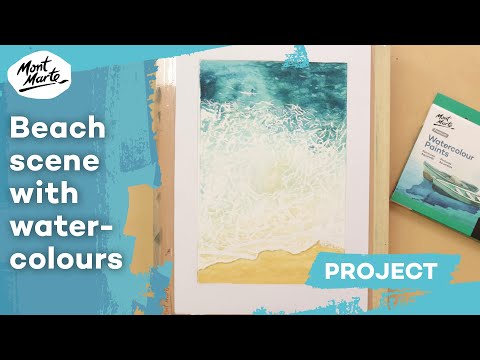 Create a beach scene with watercolours and masking fluid