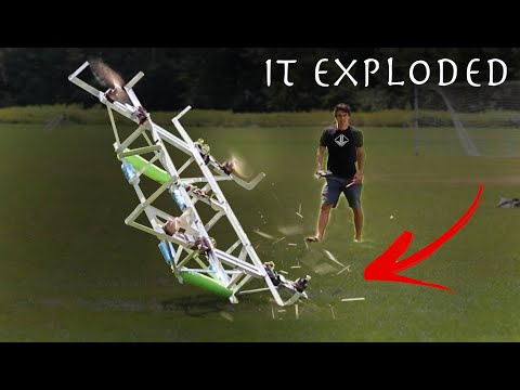 Testing Giant Human Flying Drone At Public Park! (It Exploded)