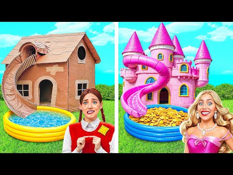 Broke vs Giga Rich Camping | We Build a House In One Color by Multi DO Girls