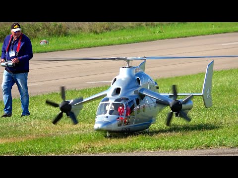 35KG UNIQUE RC HYBRID TURBINE HELICOPTER X3 EUROCOPTER MODEL DEMONSTRATION FLIGHT