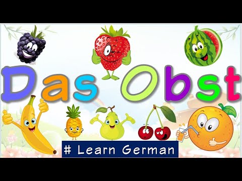 Learn Fruit Names in German | Obst lernen + TEST + PDF !! Lernvideo Deutsch für Kinder !!