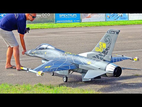 AWESOME VECTOR THRUST!! HUGE 1:5 SCALE F-16 RC TURBINE MODEL